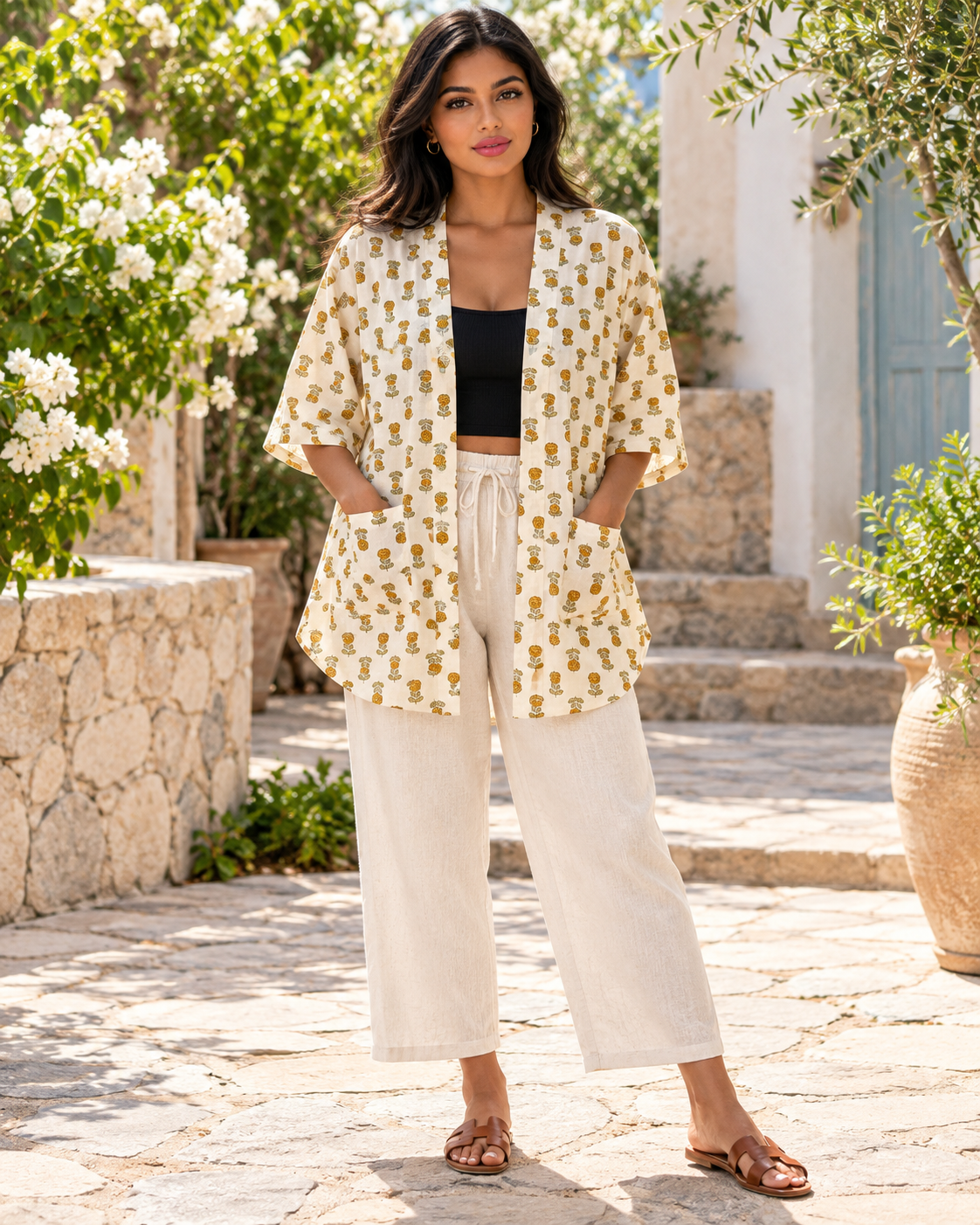Bagru Print cotton Kimono for Women
