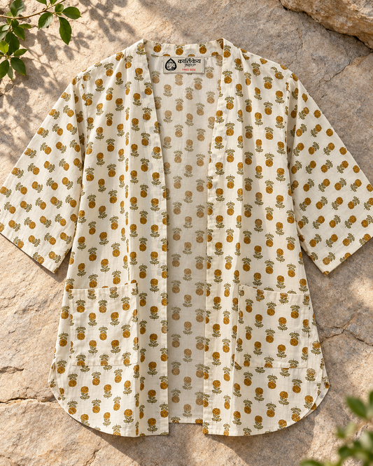 Bagru Print cotton Kimono for Women