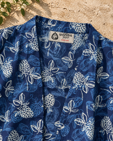 Indigo Cotton Kimono by Kartikeya Jaipur