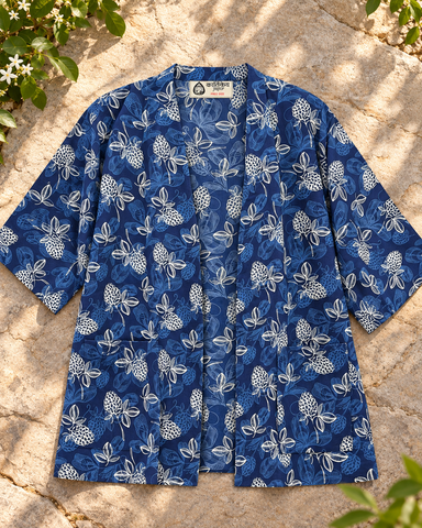 Indigo Cotton Kimono by Kartikeya Jaipur