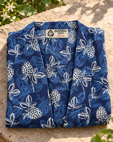 Indigo Cotton Kimono by Kartikeya Jaipur