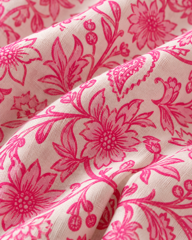 Pink Block Printed Cotton Short Kimono for Women