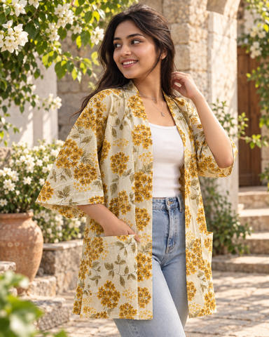Beach Wear Cotton Kimono - Free Size