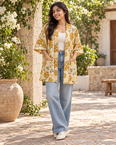 Beach Wear Cotton Kimono - Free Size