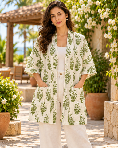 Kartikeya Jaipur Block Printed Kimono - Beach Wear