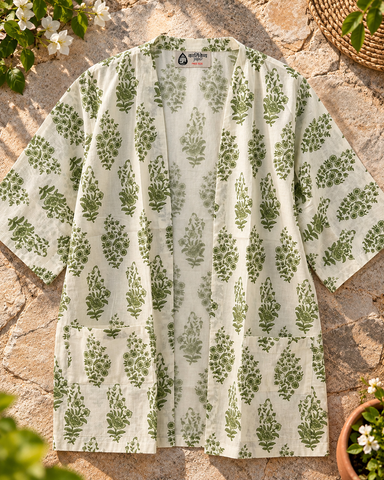Kartikeya Jaipur Block Printed Kimono - Beach Wear