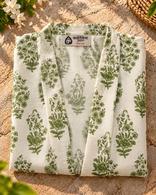 Kartikeya Jaipur Block Printed Kimono - Beach Wear