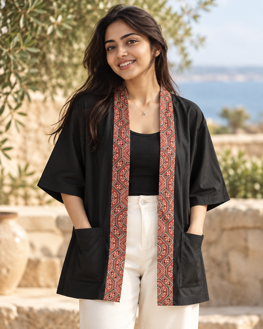 Handcrafted Cotton Short Kimono for Women