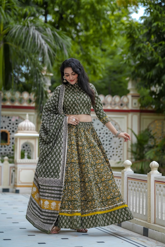 Hand Block Printed Rajasthani Lehenga