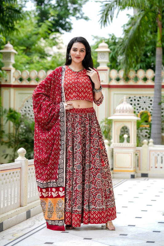 Hand Block Printed Rajasthani Lehenga