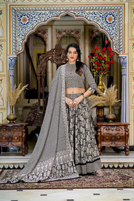 Hand Block Printed Rajasthani Lehenga