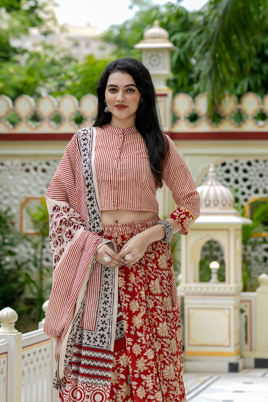 Hand Block Printed Rajasthani Lehenga