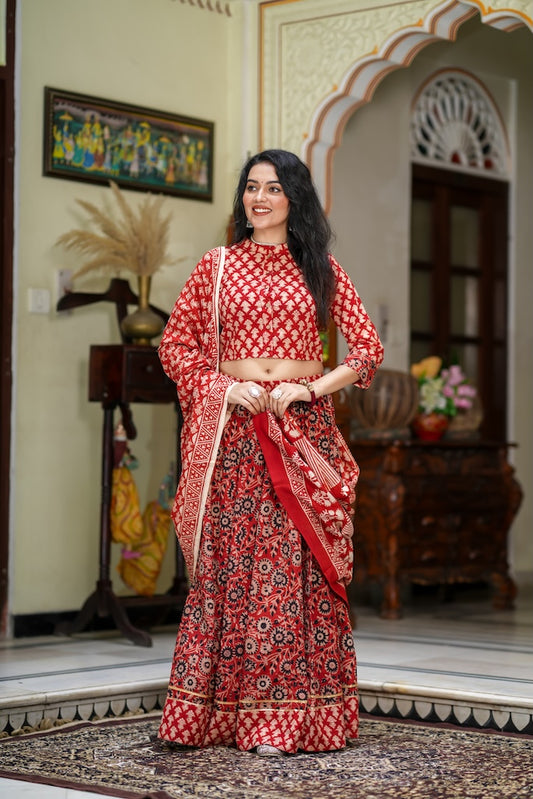Hand Block Printed Rajasthani Lehenga
