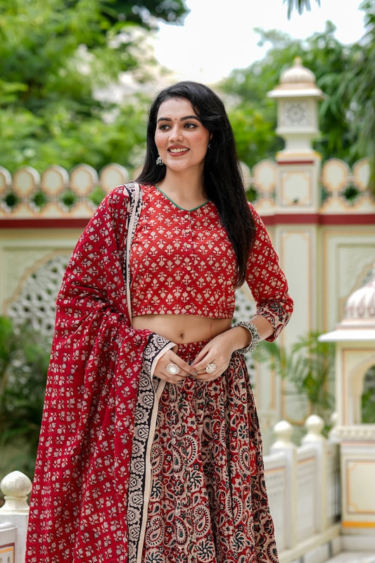 Hand Block Printed Rajasthani Lehenga