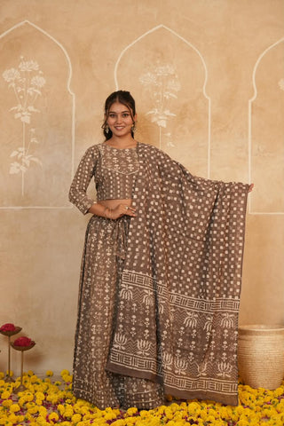 Cotton Bagru Printed Designer Top & Skirt with Soft Mulmul Dupatta (Lehenga Choli)