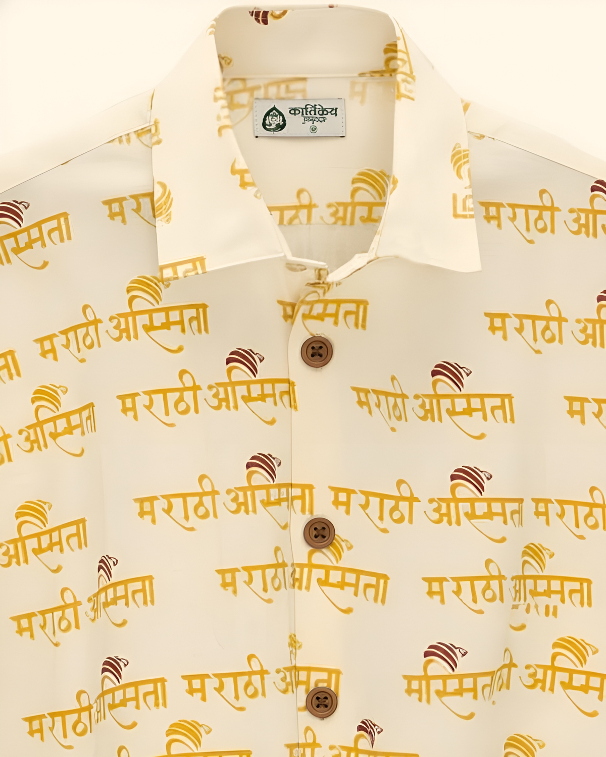 Marathi Asmita Beige Half Shirt for Men