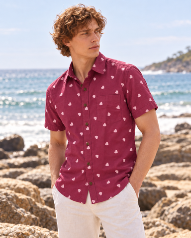Block Printed Cotton Shirt For Man - Organic