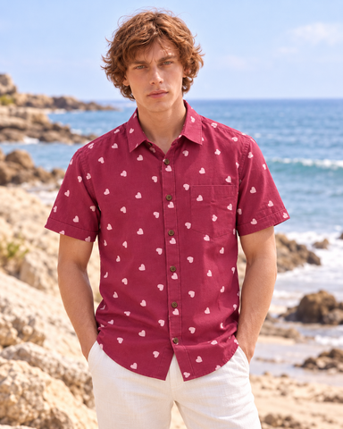 Block Printed Cotton Shirt For Man - Organic