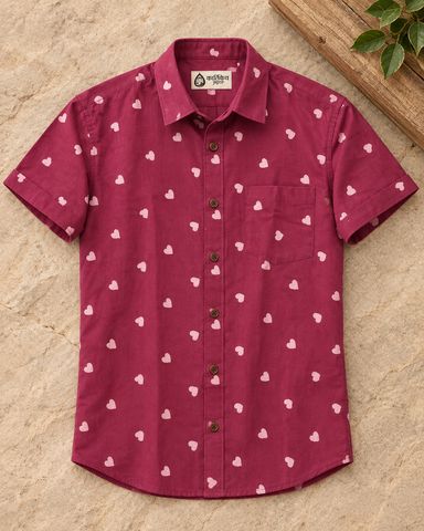 Block Printed Cotton Shirt For Man - Organic