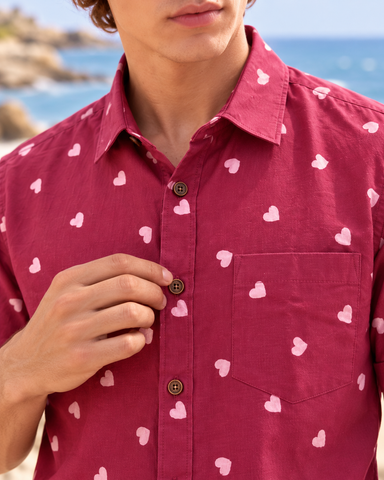 Block Printed Cotton Shirt For Man - Organic