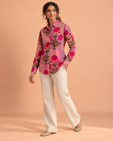 Floral Oversized Cotton Shirt for Women X Ratikha Venugopal