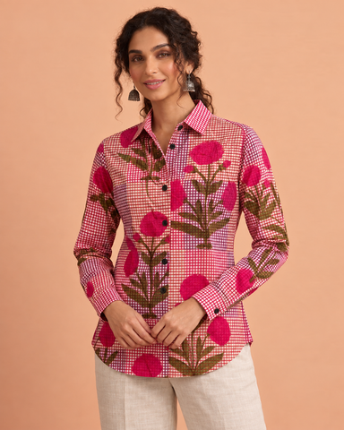 Floral Oversized Cotton Shirt for Women X Ratikha Venugopal