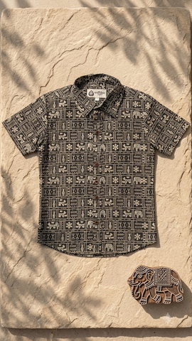 Kartikeya Jaipur Tribal Print Cotton Shirt for Men