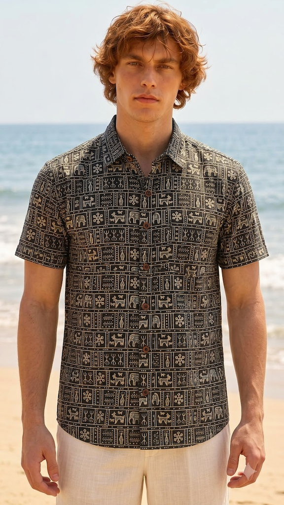 Kartikeya Jaipur Tribal Print Cotton Shirt for Men