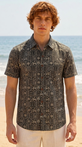 Kartikeya Jaipur Tribal Print Cotton Shirt for Men