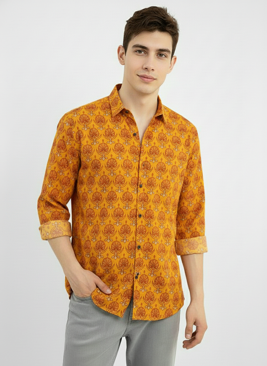 Floral Print full Sleeve Cotton Shirt for Men - Festive Edit