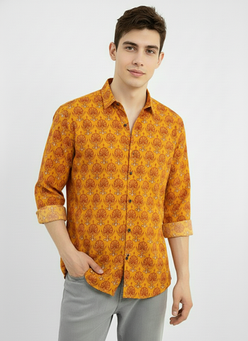 Floral Print full Sleeve Cotton Shirt for Men - Festive Edit