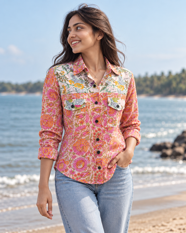 Niva Floral Vintage Womens Cotton Shirt by NAAN by Ratikha Venugopal