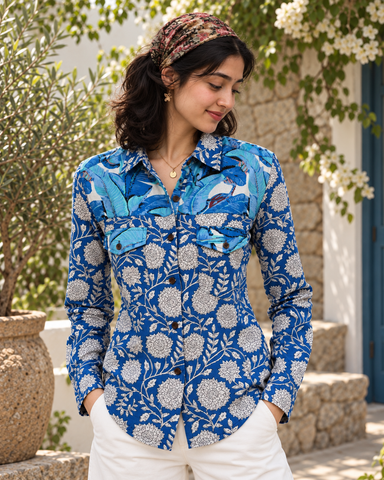 Niva Floral Vintage Womens Cotton Shirt by NAAN by Ratikha Venugopal