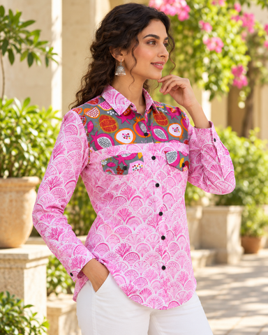 Niva Floral Vintage Womens Cotton Shirt by NAAN by Ratikha Venugopal