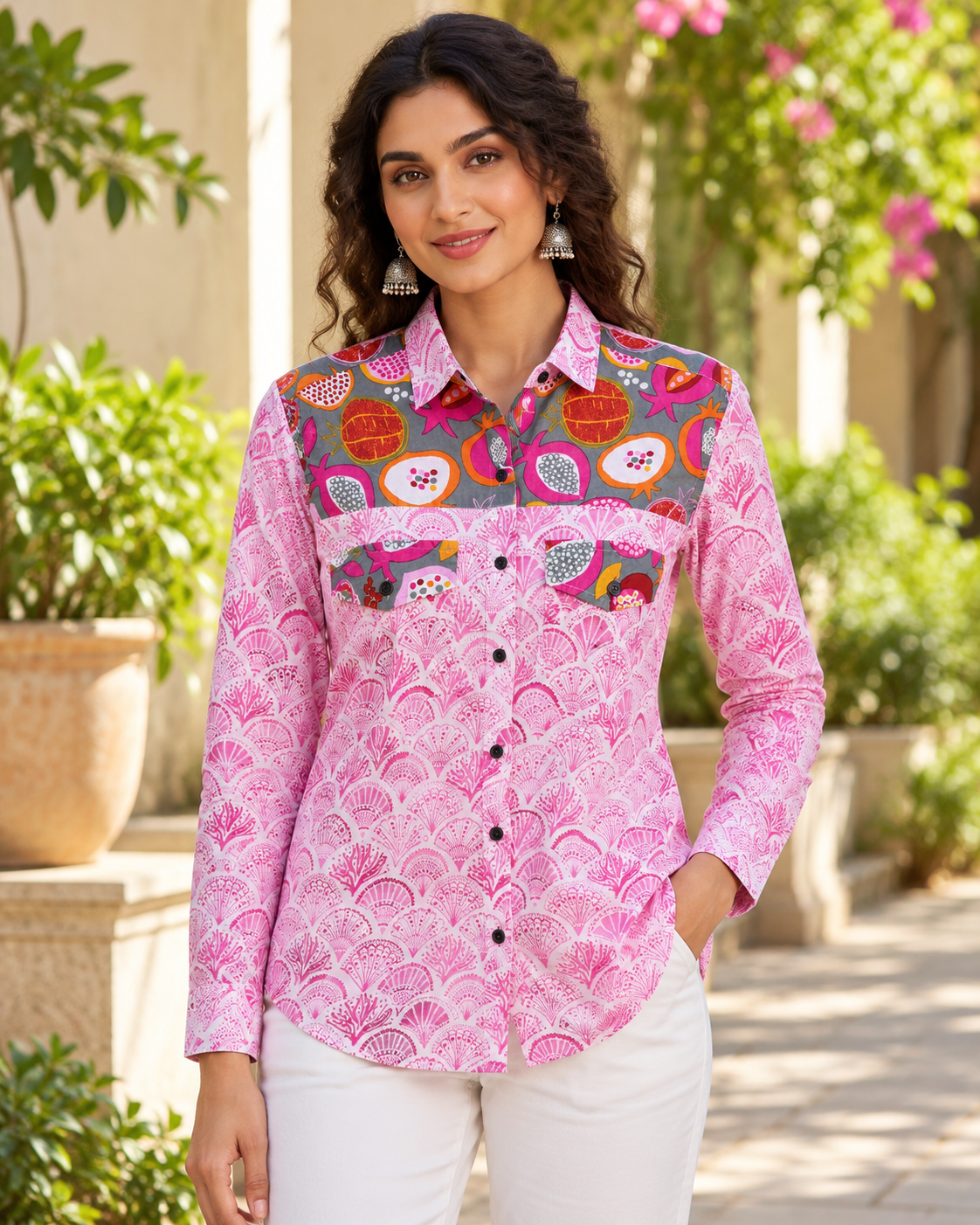 Niva Floral Vintage Womens Cotton Shirt by NAAN by Ratikha Venugopal