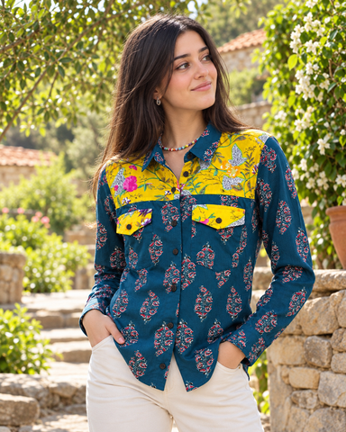 Niva Floral Vintage Womens Cotton Shirt by NAAN by Ratikha Venugopal