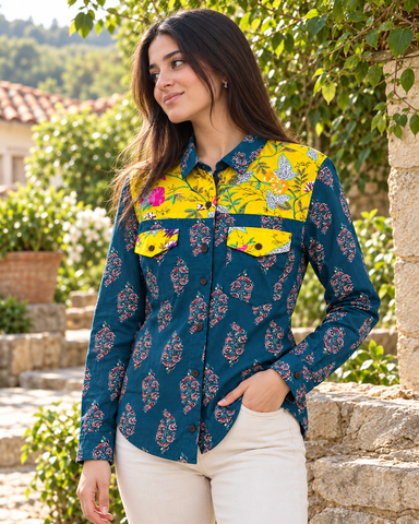Niva Floral Vintage Womens Cotton Shirt by NAAN by Ratikha Venugopal