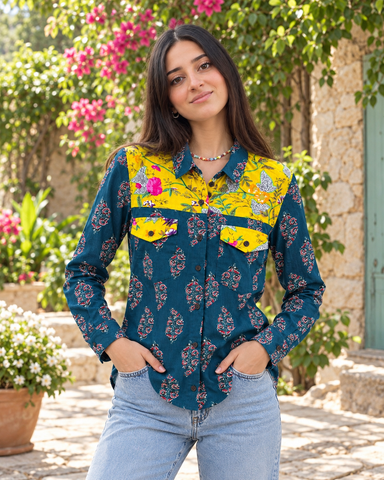 Niva Floral Vintage Womens Cotton Shirt by NAAN by Ratikha Venugopal