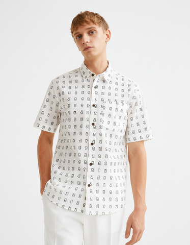 Classic Odia Alphabet Print Cotton Shirt for Men