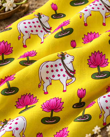 Womens Pichwai Cow Print Cotton Full Sleeves Shirt