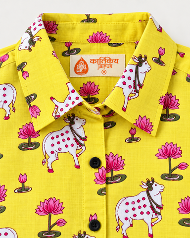 Womens Pichwai Cow Print Cotton Full Sleeves Shirt