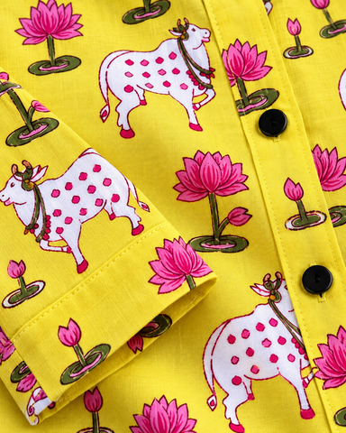 Womens Pichwai Cow Print Cotton Full Sleeves Shirt