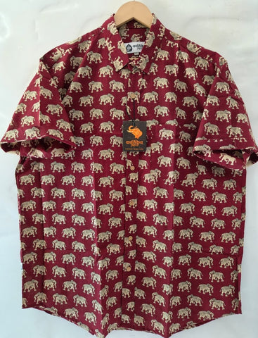 Red Elephant Half Sleeve Plus Size Shirt for Men