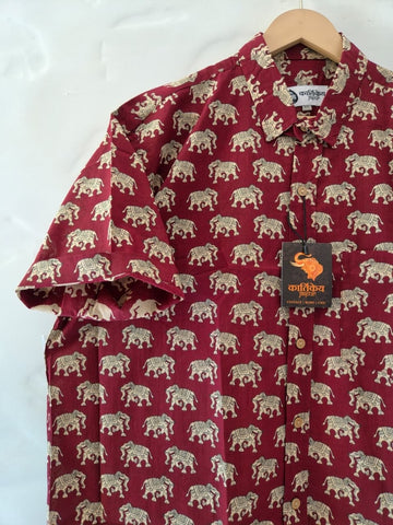 Red Elephant Half Sleeve Plus Size Shirt for Men