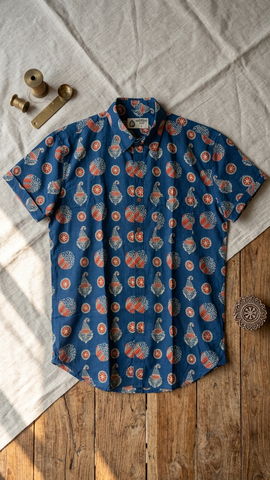 Batik Print Traditional Cotton Shirt For Men - By Kartikeya Jaipur