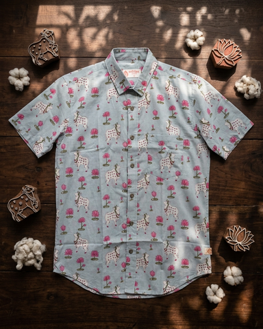 Kartikeya Jaipur Mens Pichwai Cow Print Cotton Shirt