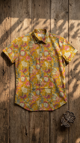 Floral Print Cotton Shirt For Men - Goa Edit