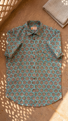 Classic Bagru Print Half Sleeve Cotton Shirt for Men