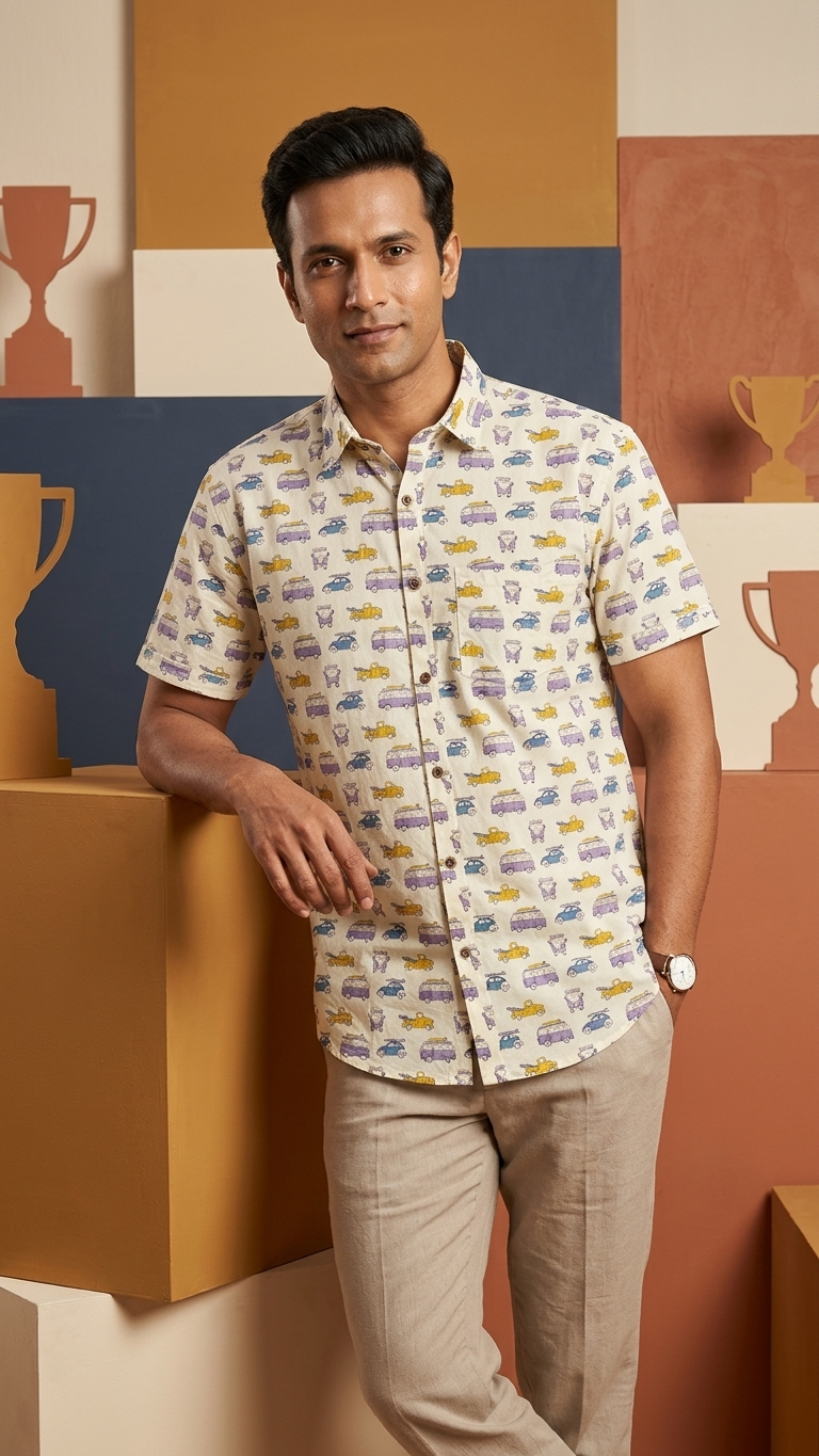 Tuk -Tuk Classic Cotton Half Sleeves Shirts For Men - Purple