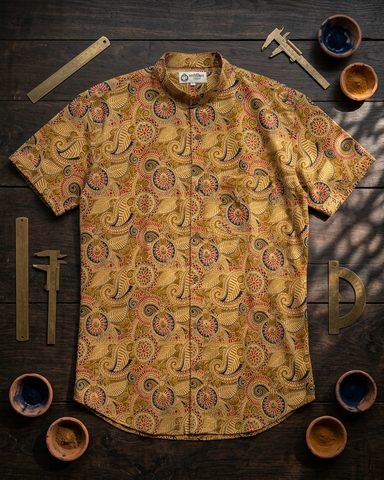 Kalamkari Print Half Sleeve Cotton Shirt for Men